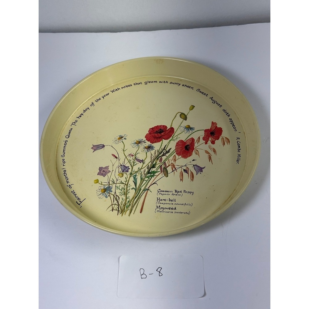 Vintage 1977 Webb & Bower Floral Metal Serving Tray Made in England B-8